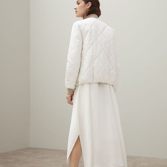 $3995 BRUNELLO CUCINELLI REVERSIBLE QUILTED BOMBER JACKET IN CHALK SIZE 40 - Picture 2 of 16